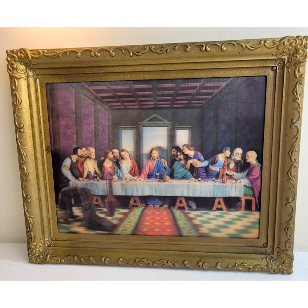 Nu-dell Last Supper Religious Holographic 3D‎ Plastic Framed Wall Decor 20"x16"
